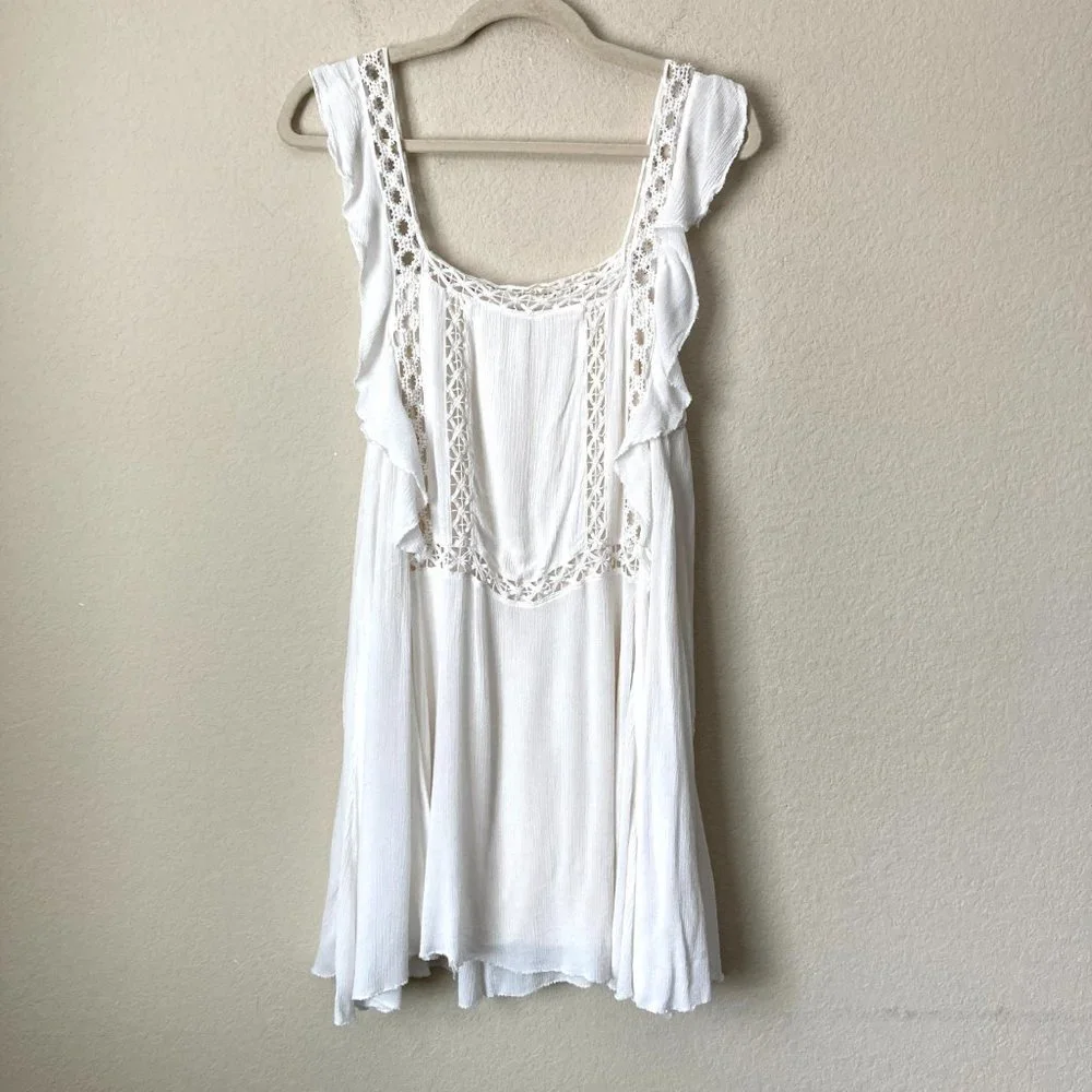 Free People One Boho Eyelet Ruffle Lace Trim Priscilla Mini Dress_8